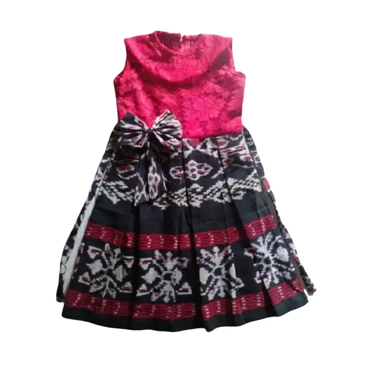 DRES TENUN ANAK-ANAK KOMBINASI BROKAT, BAJU RESMI BAJU KONDANGAN CANTIK DAN IMUT 0
