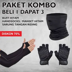 [PAKET KOMBO] BELI 1 DAPAT 3 BUFF POLOS SARUNG TANGAN HITAM MANSET / HANDSOCKS HITAM PRIA WANITA ELEGAN Gloves