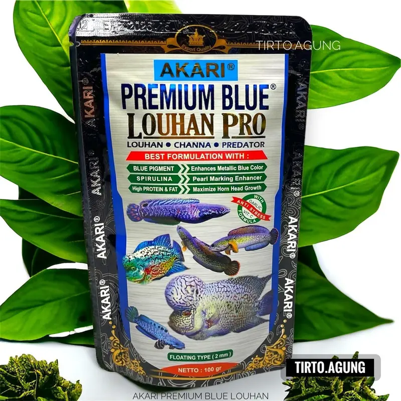PROMO PELET AKARI PREMIUM MAXI BLUE YELLOW RED LOUHAN PRO CHICHLID  100g 100 gram pakan ikan hias predator RED PAROT warna multicolor tropical 3