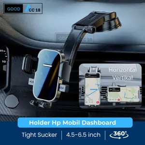 Holder Hp Mobil Dashboard Rotasi 360 Suction Cup Automatic Lock Universal