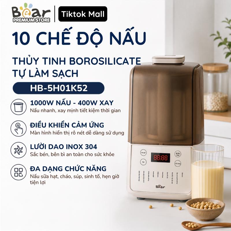 Máy Làm Sữa Hạt 1.5L BEAR PBJ-F01G1 | 400W - 1000W - Chống Ồn, Bảng Điều Khiển…