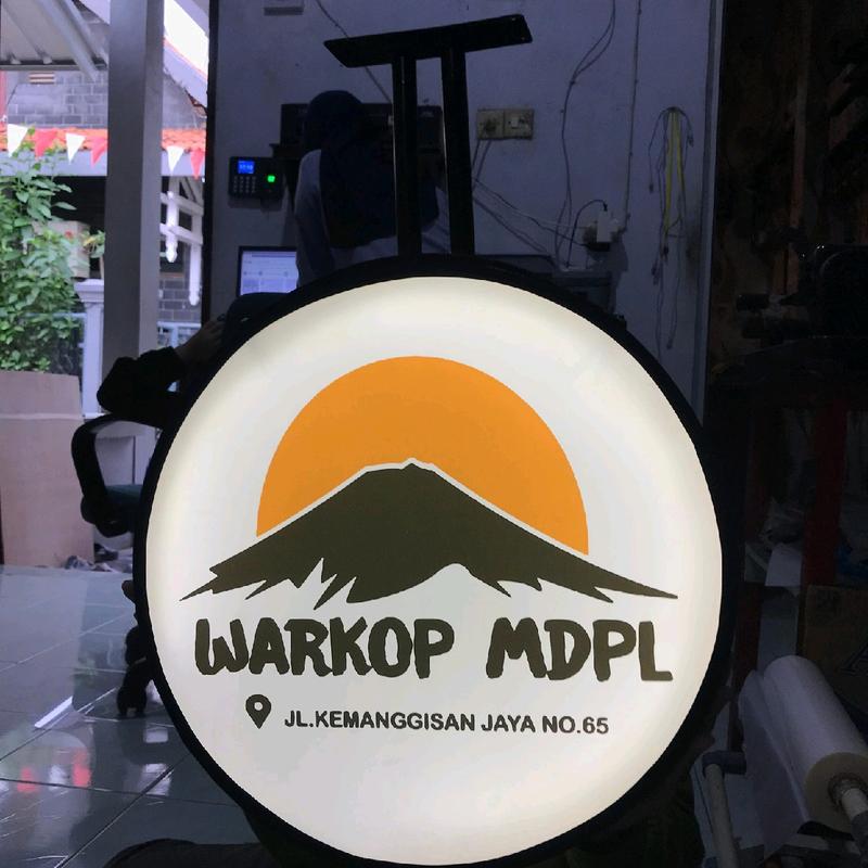 Neon Box Bulat 30,50,60cm 2 Sisi Menyala Terang tahan panasnya hujan dengan Bracket Besi 0