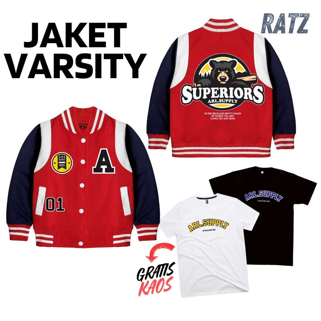 JAKET VARSITY ANAK MODEL SUPERIORS LAKI LAKI PEREMPUAN CUSTOM INISIAL A-Z  USIA 2-12 TAHUN GRATIS KAOS Fashion