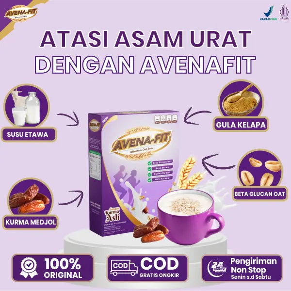 1 Box Avenafit Oatmeal Susu Kurma Untuk Asam Urat | BPOM & Halal MUI [ BISA COD ] oats Granola
