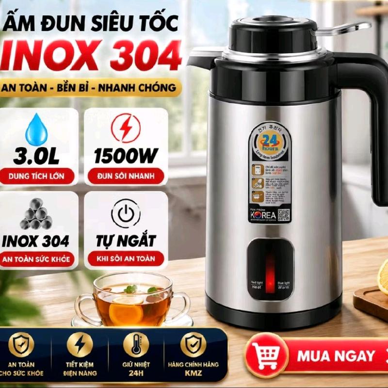 Ấm siêu tốc 2in1 đun nước cực nhanh, ấm đun nước siêu tốc cao cấp dung tích 2 LÍT kiêm bình giữ nhiệt