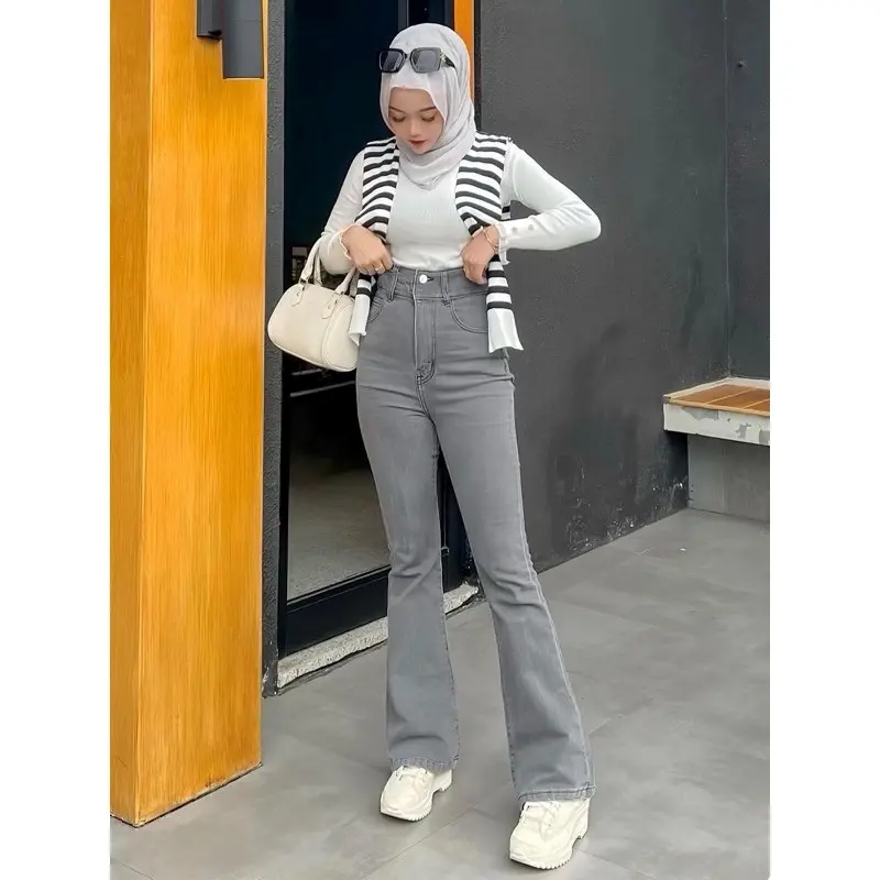 Celana Jeans Cutbray Highwaist Stretch Kekinian Premium Quality