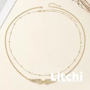 [Litchi] Chain Rancangan Seksi Sayap Pinggang Pantai Malaikat Rantai F409