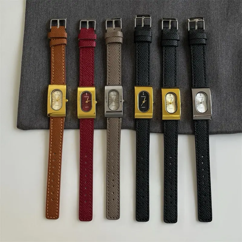 [FREE GELANG] POMER Jam Tangan Wanita Casual High-End  Leather Belt Retro Square Luxury Mewah Jam Korea Aesthetic 8