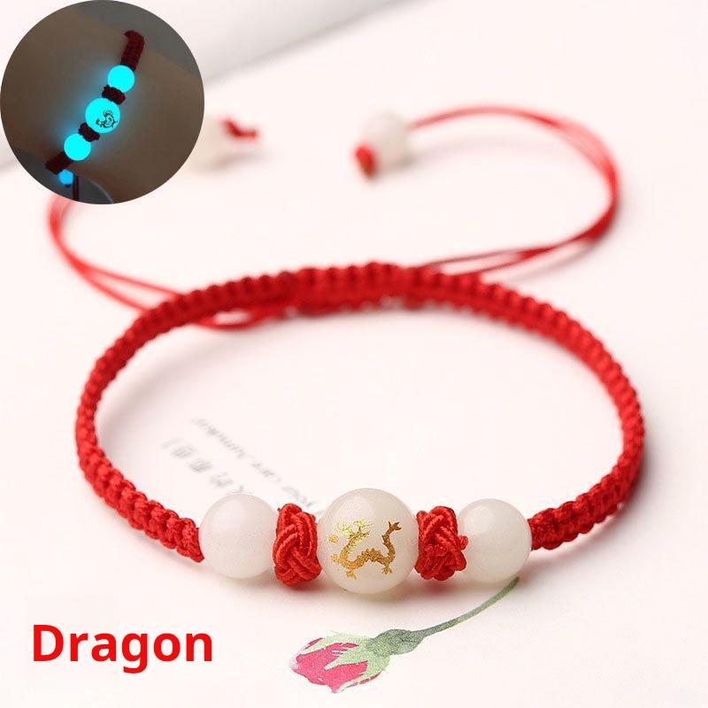 Product Introduction of Women's bracelet, red rope luminous bracelet, luminous stone luminous gemstone 12 zodiac woven bracelet, couple bracelet for men and women, bring it for safety. nazar  bracelet chinese jewelry year snake red  string  bracelet 28