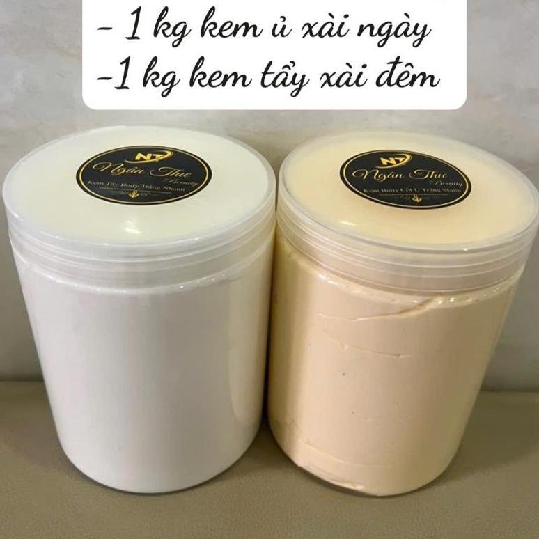 Combo 2 Hũ 1Kg Kem Body Trắng Nhanh Hỗ Trợ Dưỡng Da Body + 1kG Ủ th Ngân Thư Beauty Women Nữ Dưỡng Body