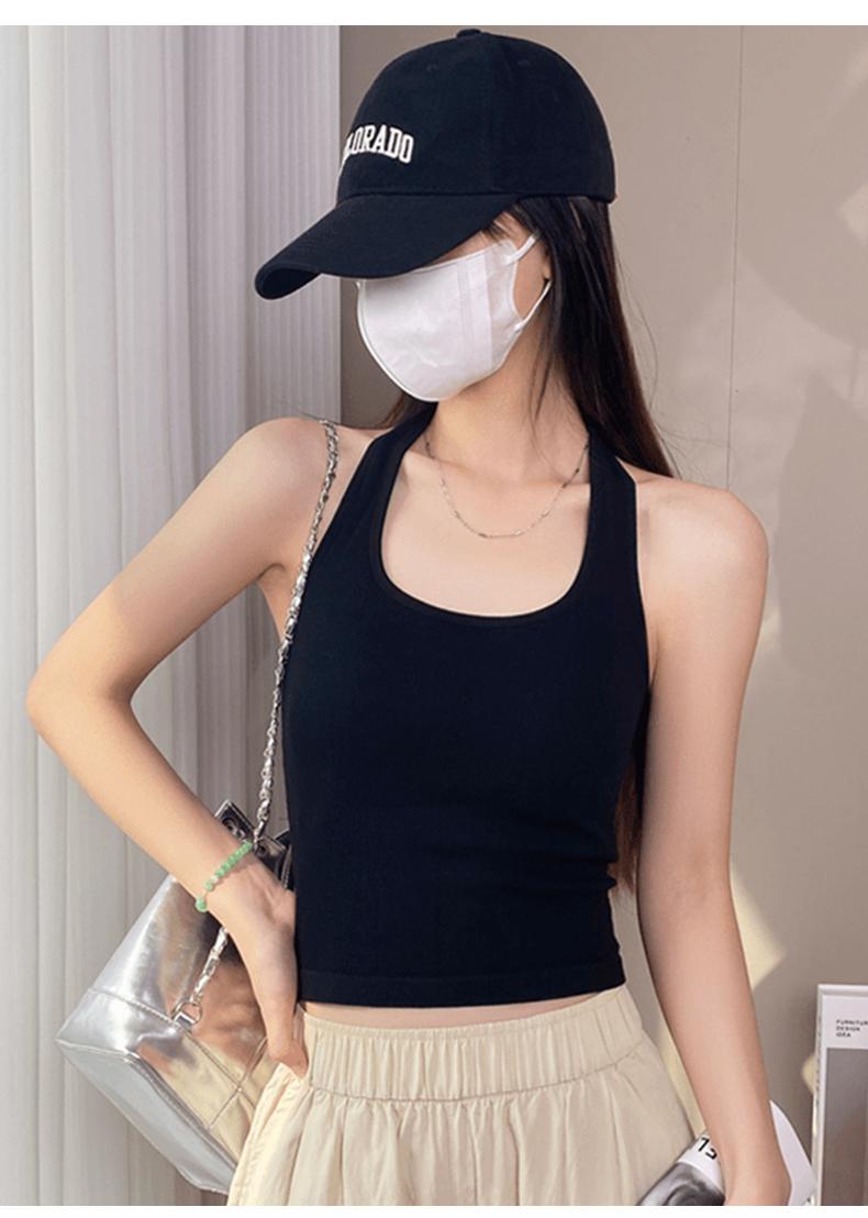 Product Introduction of Áo Yếm Cổ Chữ U, Màu Trơn Áo Vest Nữ Dáng Ôm, Thích Hợp Cho Mùa Hè, Thiết Kế Lưng Thanh Lịch, Áo Cơ Sở Thời Trang, Thích Hợp Cho Thể Thao 1