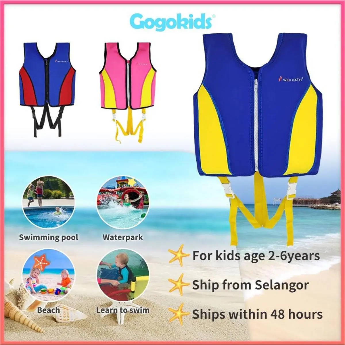 【Gogokids】（Ready Stock）Swim Vest For Kids Children Flotation Jacket Safe Water Equipment High Quality Products