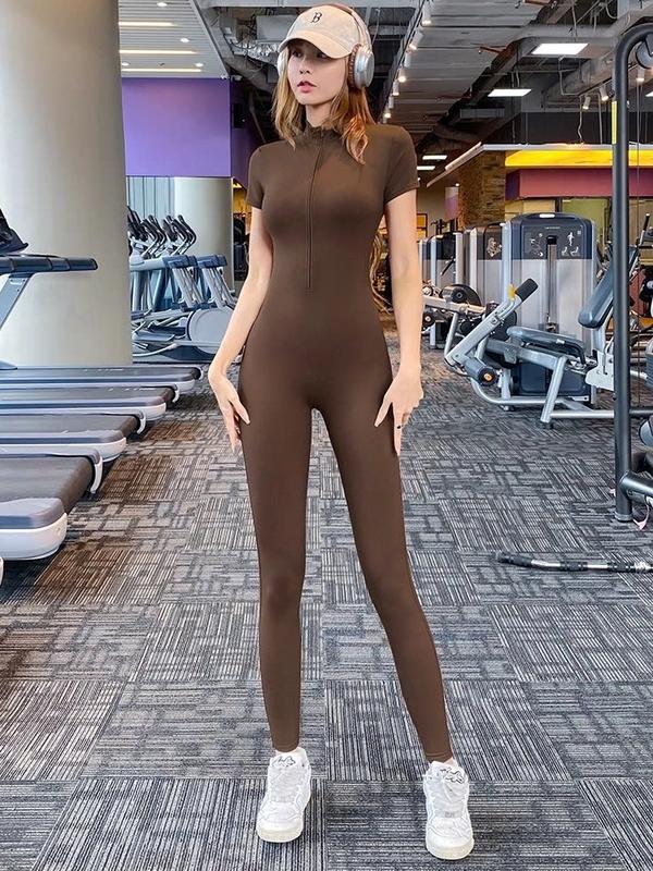 JUMPSUIT HS Jumpsuit Dài - Bộ Tập Áo Liền Quần Dài.Đồ Tập Gym Nữ Chất Thun Lạnh Cao Cấp - Thích Hợp Cho Các Môn Thể Thao: Tập Gym Running Đạp Xe Aerobic Zumba... - BRUN