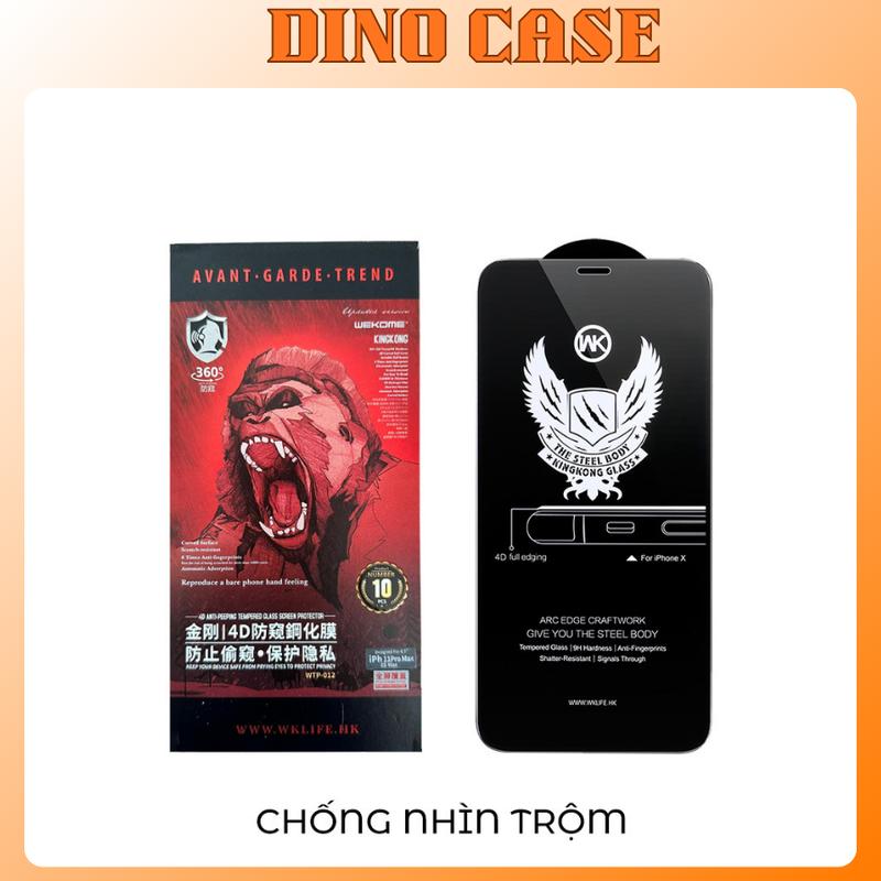 Kính cường lực iphone full màn kingkong chống nhìn trộm 4D 6plus/6splus/7plus/8/8plus/x/xs/11/12/13/14/15/16pro/max - Dino Case 75