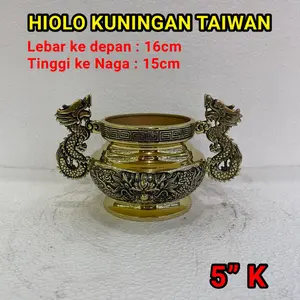 Hiolo/ hiulo/ hio lo/ tempat dupa kuningan taiwan 5 inch kuping naga