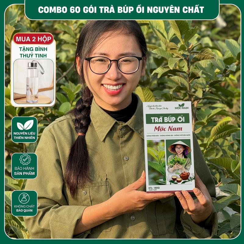 Combo 60 Túi Trà Lá Ổi Khô Nguyên Chất Mộc Nam Tặng bình nước thuỷ tinh khi mua combo 2 hộp