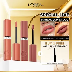 [SPECIAL LIVESTREAM] L'Oreal Paris Infallible Laque Resistance, L’Oreal Paris Infallible Matte Resistance Liquid Lipstick- Lip Cream Glossy Pigmented Nyaman Lipstik Transferproof Longlasting hingga 16 Jam