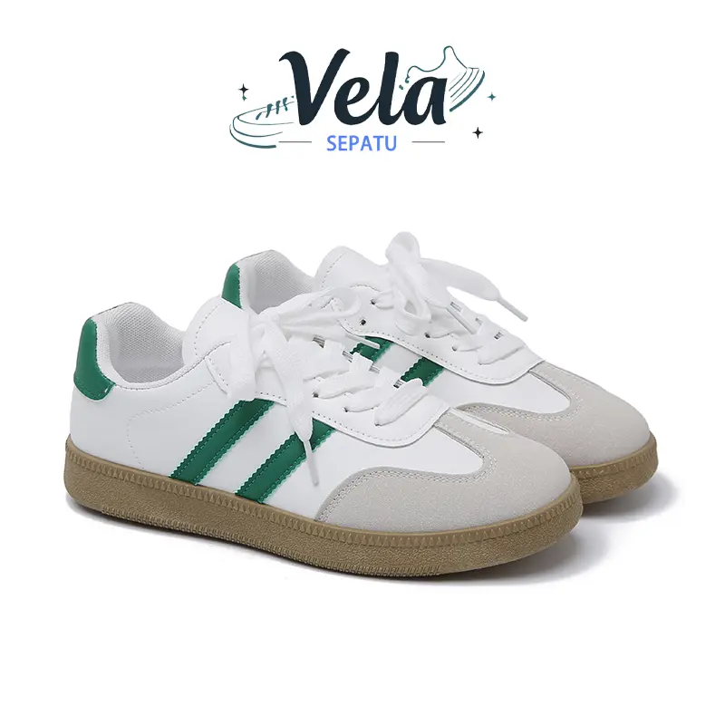 vela Sam-ba Sepatu Sneakers Wanita Sepatu Kerja Wanita Fashion bahan berkualitas tinggi warna hitam Cream-Request penulisan Casual Shoes Kasual Olahraga Cewek 8