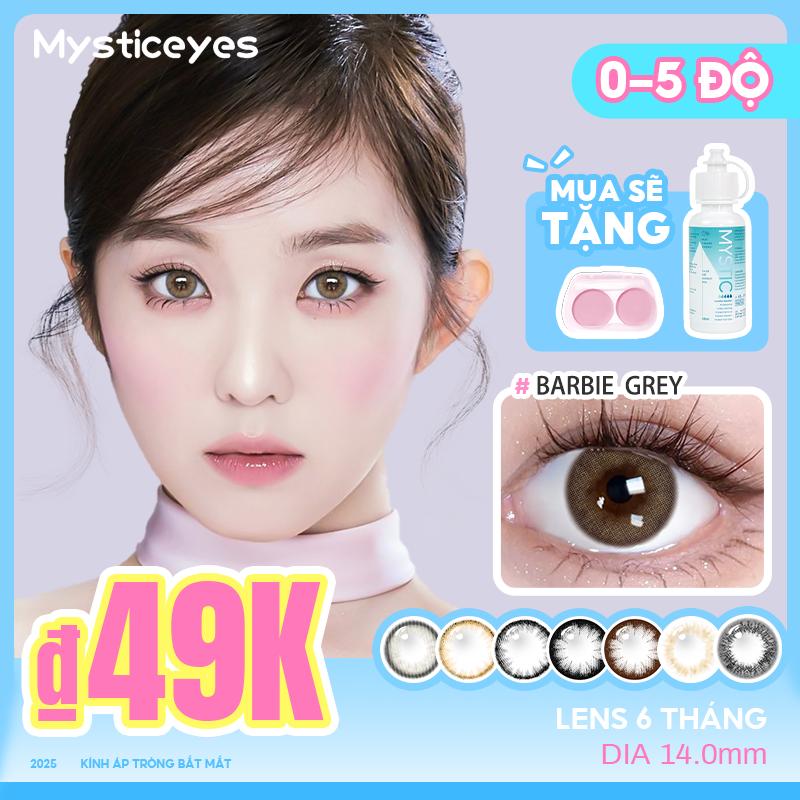 Kính áp tròng Mysticeyes DIA 14.0-14.5mm 0-5độ lens 6 tháng màu brown grey black tặng nước ngâm lens 60ml
