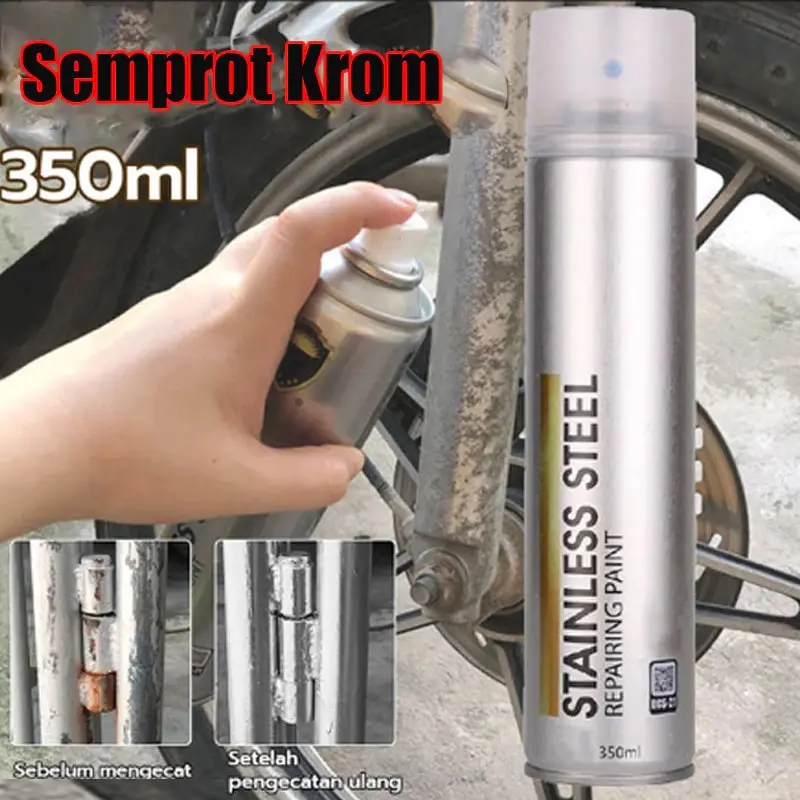 Cat Semprot Chrome 350ml Chrome Spray Pain Krum Stainless Automotive Metallic Paint Chrome No Rust Chrome paint spray
