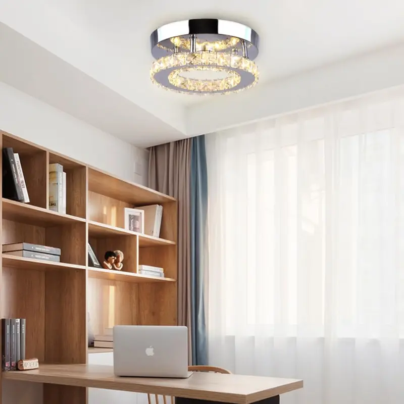 Mini Lampu Plafon Kristal LED Minimalis Modern Bulat 12W - Cocok untuk Kamar Tidur Kecil, Dapur, Balkon, Lorong Bohlam 5