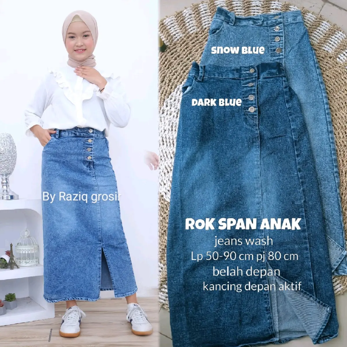 Rok Span Jeans Kancing Anak Perempuan Kekinian Fashion