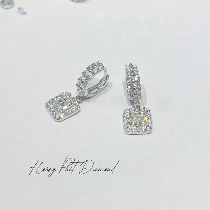 [ Hoàng Phát ] Phụ Kiện Bông Tai Bạc Ý 925 Khoen Tròn Tấm Tròn Ten Halo Vuông Cao Cấp Xi Kim (B472)