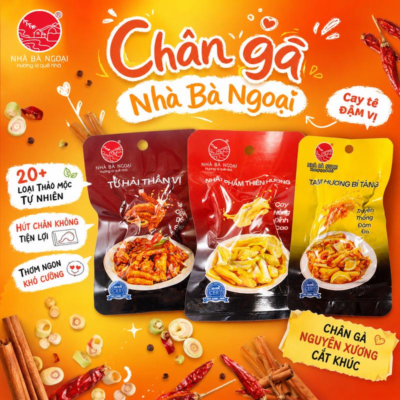 Chân gà Nhà Bà Ngoại - Nhất Phẩm Thiên Hương - Tam Hương Bí Tàng - Tứ Hải Thần Vị - Đồ ăn vặt chân gà, Dai giòn sần sật