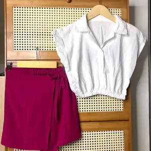 One Set kayla || Setelan  Wanita   Bawahan Rok Celana + Atasan Lengan Pendek Bahan Crinkle Airflow  Casual outfit remaja