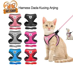 Harness Rompl Reflective Soft Harnes Jaring Rompi Kucing Gratis Tali Tuntun High Quality + Leash Lead Tali Tuntun Anjing Dog Puppie Kucing Cat Kitten