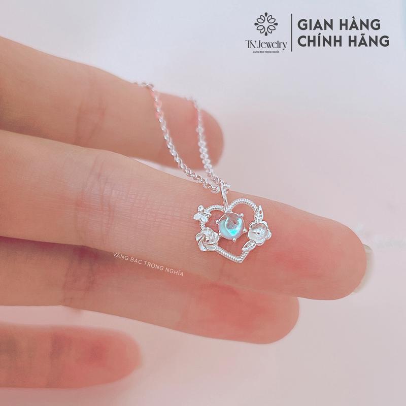 Dây chuyền BẠC TA S99, Dây chuyền nữ mặt hình trái tim đính đá mặt trăng, vòng cổ đeo hàng ngày, đi học, đi làm, đi chơi, dự tiệc, quà tặng - DN 1099