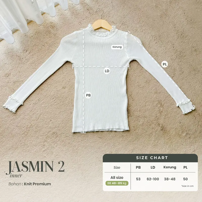 Bynissa - Jasmin Inner - Atasan Wanita - Atasan Rajut - Pakaian Sehari hari - Melar - Lengan Panjang - Wolsoom - Baju Inner Lembut Nyaman 8