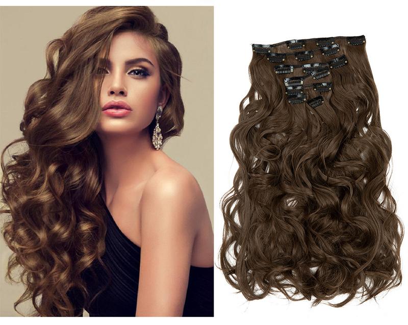 Product Introduction of European and American Fashion 16 Card 7-Piece Set Wig Set Women's Long Curly Hair High Temperature Matte Silk Hair Extension Cross-Border Foreign Trade 7