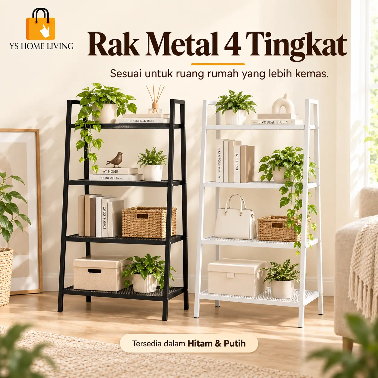 Rak Besi 4 Tingkat Serbaguna 4 Tier Metal Racks Household Shelves Home Supplies & Furnitures