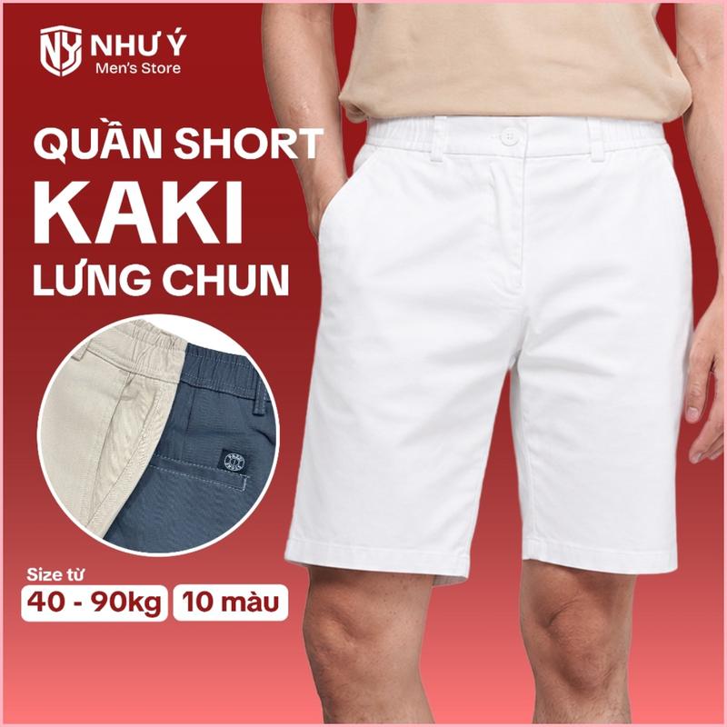 Quần Short Kaki Nam Lưng Thun, Quần Đùi Kaki Form Basic Co Giãn, Ống Suông