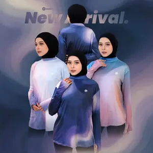 Zaneva - Active Top Printed Long Sleeve Baju Olahraga Wanita Bahan Dryfit