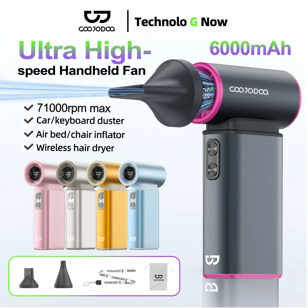 GOOJODOQ GFS009 3-in-1 Ultra High-Speed Premium Handheld Fan Up to 71000 RPM 6000 MAH LED Display With Dust Bag- Official Store