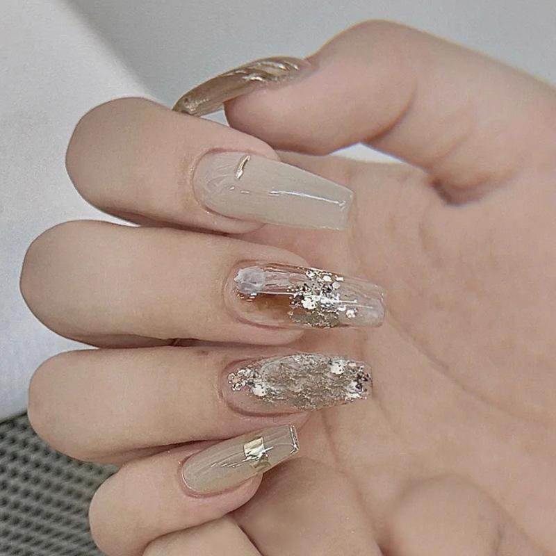 Product Introduction of [Glue Included] Medium-long, Simply Printed, Youthful Detachable Handmade False Nails [24-Piece Set] 27