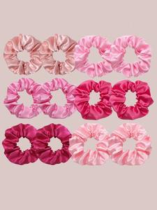 Paquete de 12 piezas: nuevas coleteros elásticas de satín para mujer, coleteros simples de color sólido, perfectos para salidas diarias, fiestas y decoraciones de festivales.