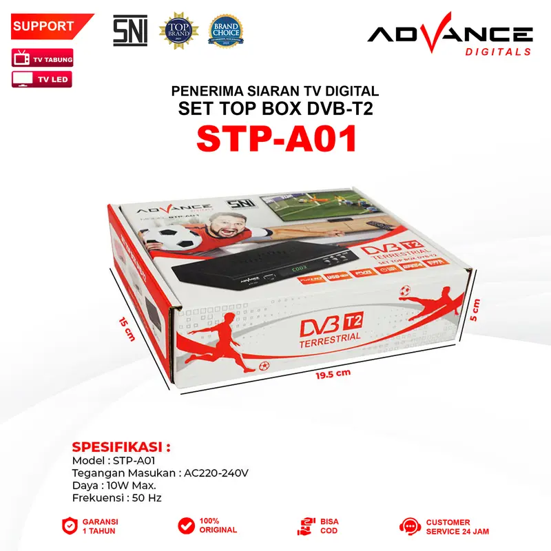 【COD】Advance STP-A01 Set Top Box STB Digital DVB Full HD Receiver TV Garansi Resmi 1 Tahun Antena Kabel 5