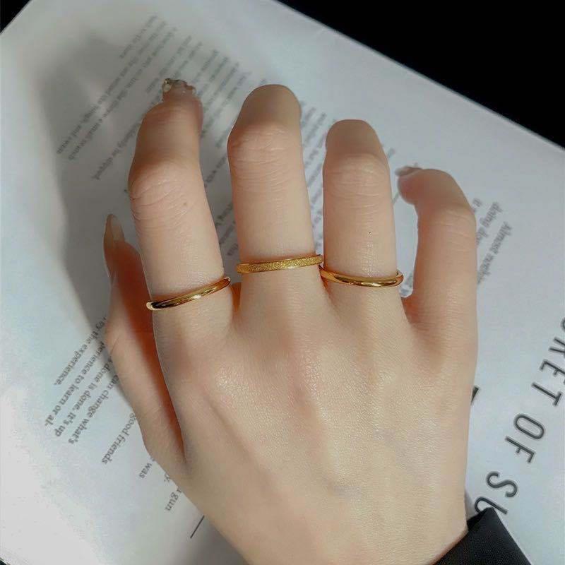 Women's Rings Set New Fashion and Simplicity Titanium Steel Ring Three Piece Set Polished Stainless Steel Rings 0