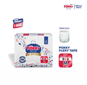 [SPECIAL DESAIN] POPOK PEREKAT POKKY FLEXY TAPE M9+2 | Popok Bayi Tipe Perekat Popok Lembut Berkualitas