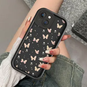 Proteksi maksimal untuk case infinix note 40 pro 30 hot 40 30i 20 11 10 play smart 8 7 6 5 5G 4G plus Desain Bunga Kupu-Kupu, Casing Ponsel dengan Tali TYJT