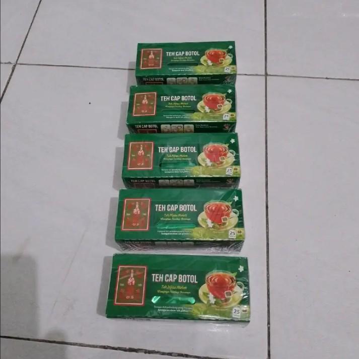 Paket 5 box TEH CAP BOTOL teh celup teh hijau isi 25kantong Melati Tea kitslimy tubruk solo poci ichi tan 1