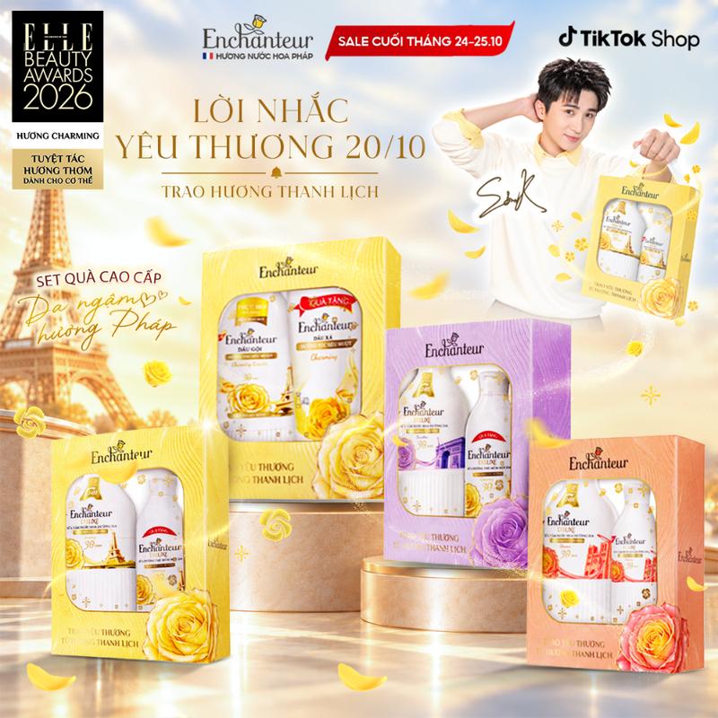 Sữa Tắm Dưỡng Da Hương Nước Hoa Enchanteur Charming / Sensation / Glamour 650G Tặng Sữa Dưỡng Thể Enchanteur 240G / Sữa Tắm 195G