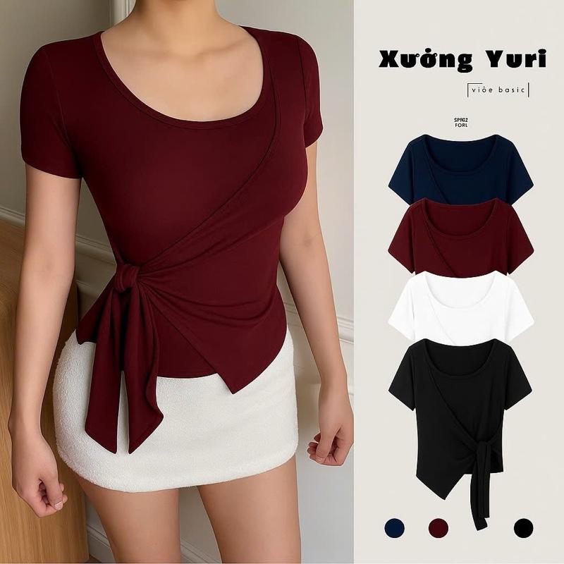 Mở Bán 49k - Áo Thun Nữ Vạt chéo Dây Dời Thắt Eo Vạt Chéo Vải Thun Tăm Xưởng Yuri