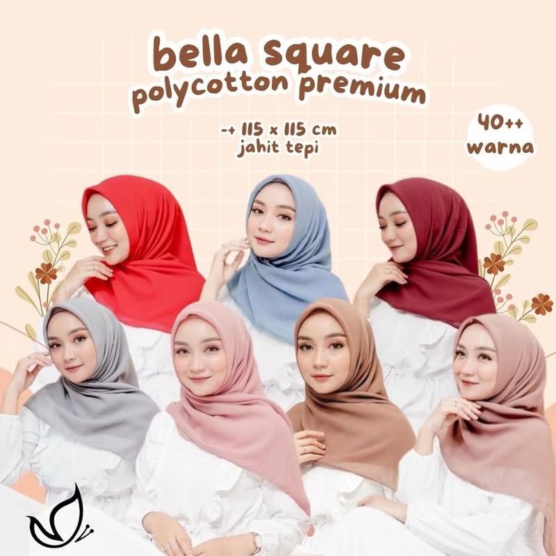 BELLA SQUARE HIJAB POLOS SEGI EMPAT POLYCOTTON PREMIUM 3