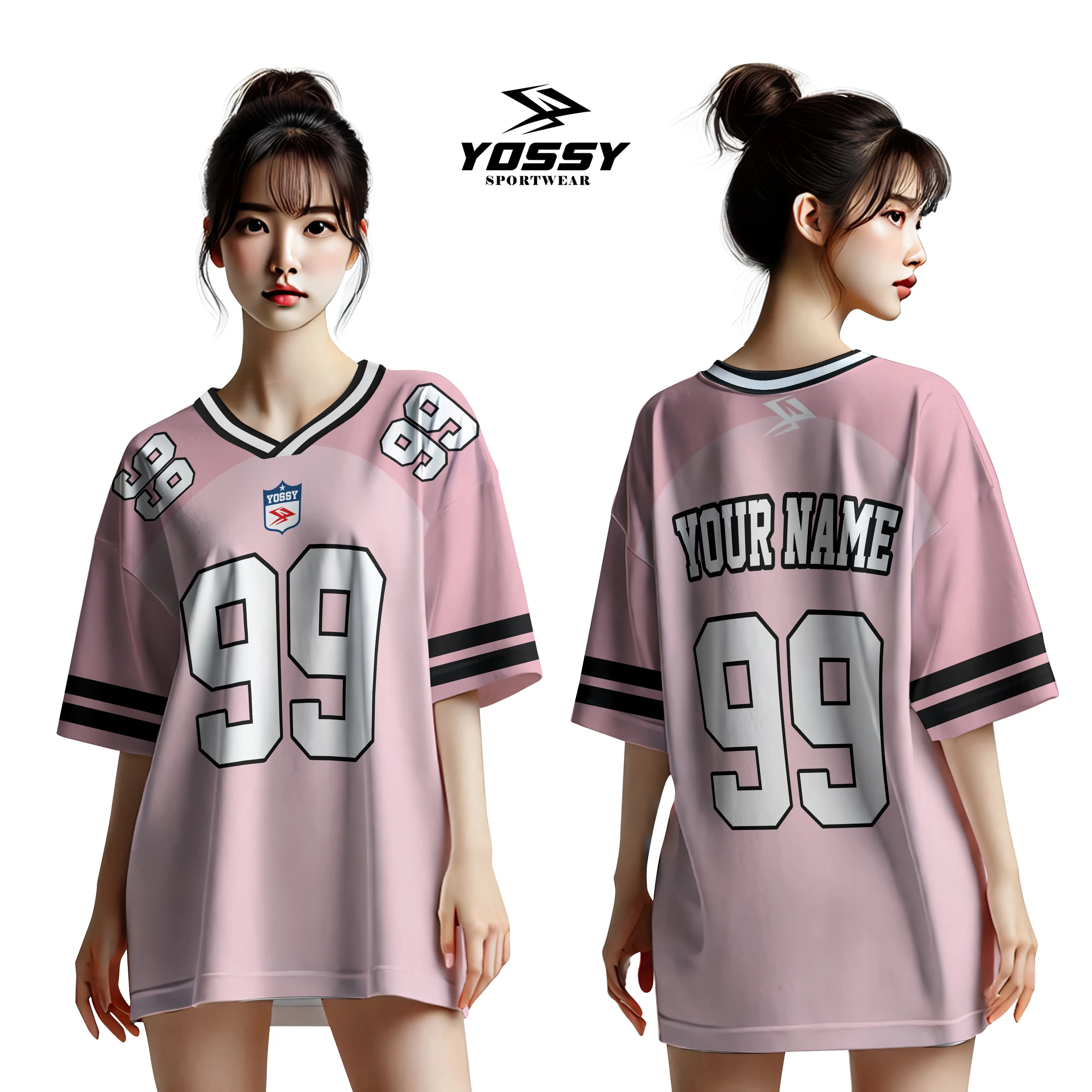Kaos Jersey Casual Custom Girl Pink Fullprint - Sport