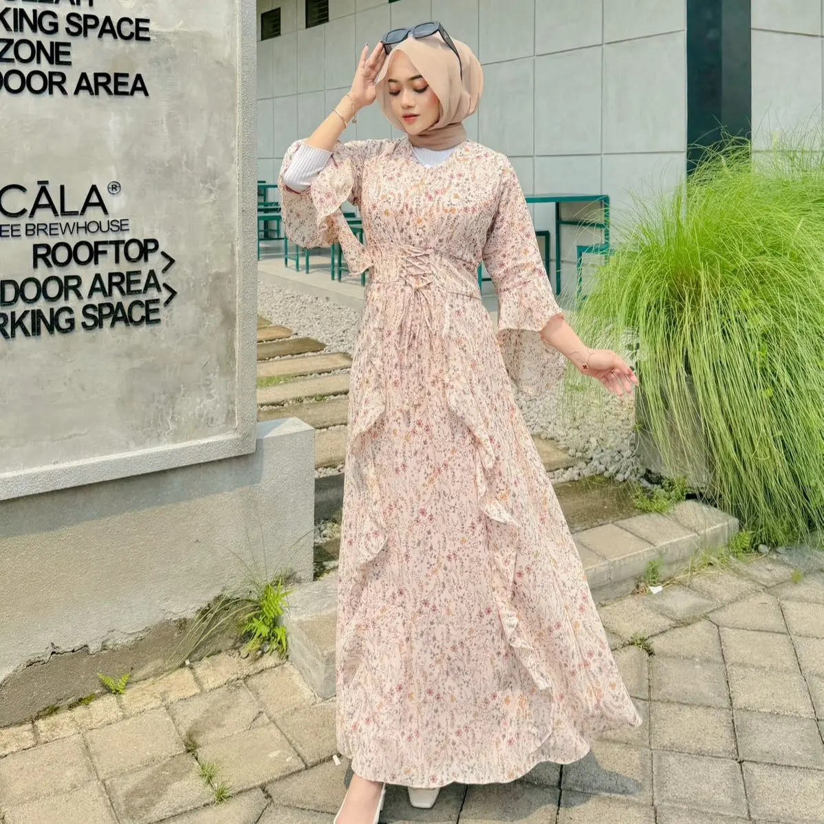 TIFFANY DRESS FLORAL CERUTY BABYDOLL BY HAURA  Dress wanita Gamis Kondangan Pesta Remaja Dewasa Lebaran