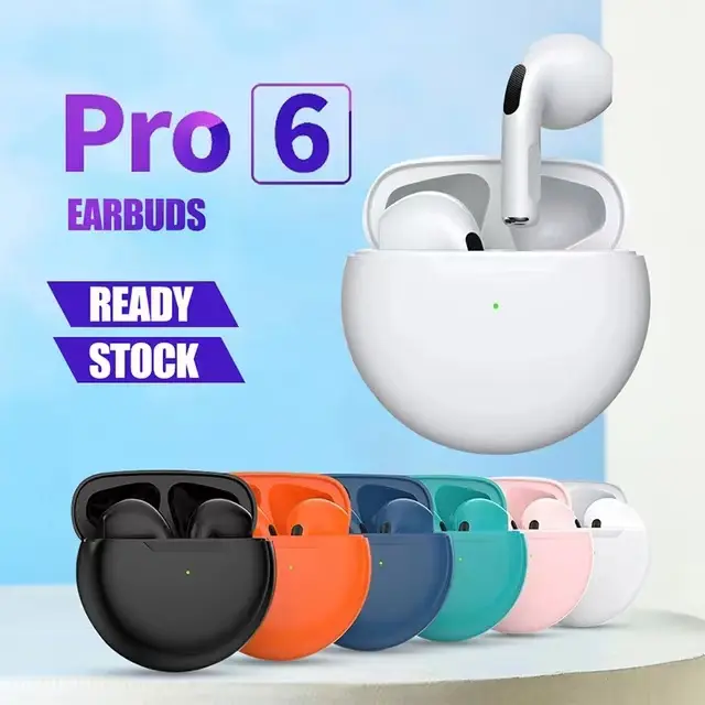 TWS Air Pro 6 Fone Bluetooth Earphones Wireless Headphones with Mic Touch Control Wireless Bluetooth Headset Pro 6 Earbuds